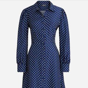 J. Crew Cupro Becklow Dot Shirtdress